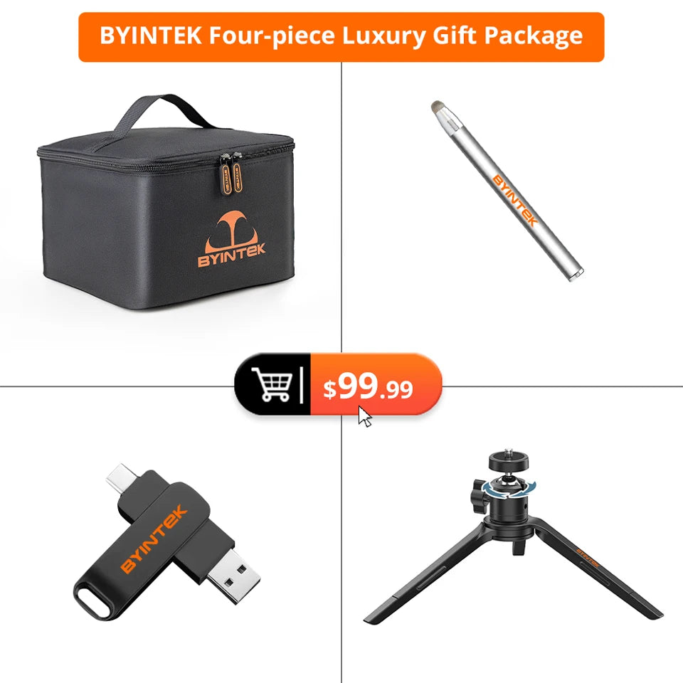 BYINTEK U80 Max Projector 3D 4K Cinema Android 11.0 WiFi Mini Portable 1080P Home Theater Video DLP Projector with Battery