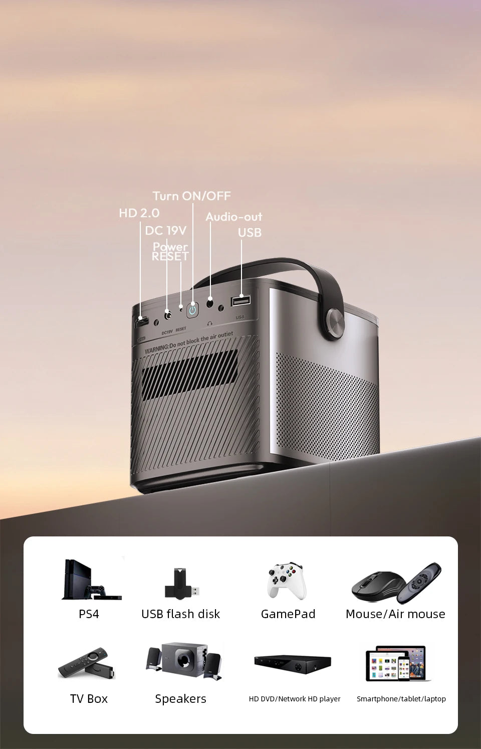 BYINTEK U80 Max Projector 3D 4K Cinema Android 11.0 WiFi Mini Portable 1080P Home Theater Video DLP Projector with Battery