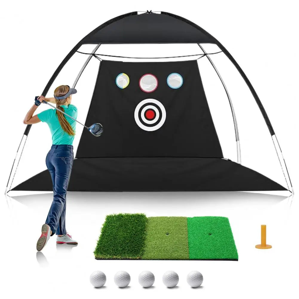 Cheap Golf Practice Net for Backyard Driving, Indoor Golf Training Chipping Aid Net with Turf, Tee, White Balls