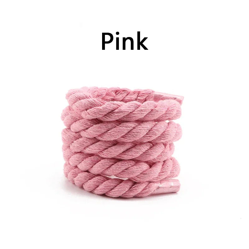 Quality Round Shoelaces Colorful 1CM Thicker Cotton Shoe Laces For Sneakers Fashion Men And Women Shoestring Accessories