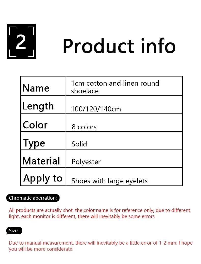 Quality Round Shoelaces Colorful 1CM Thicker Cotton Shoe Laces For Sneakers Fashion Men And Women Shoestring Accessories