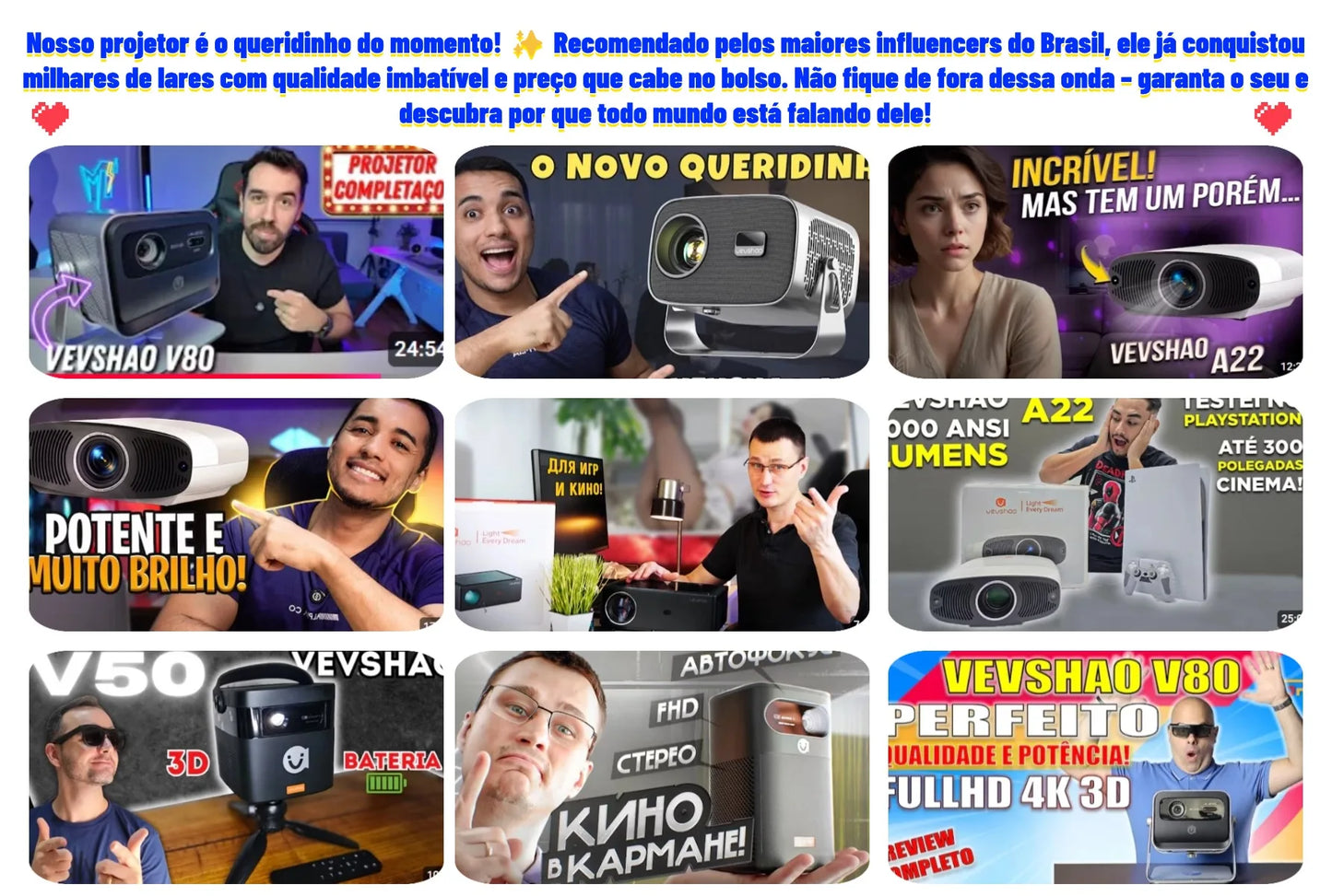 VEVSHAO V50 Portable Projector 4K 3D WiFi Full HD1080P