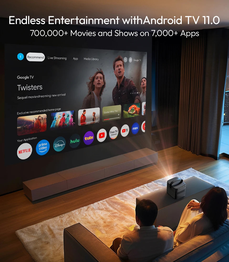 BYINTEK U80 Max Projector 3D 4K Cinema Android 11.0 WiFi Mini Portable 1080P Home Theater Video DLP Projector with Battery