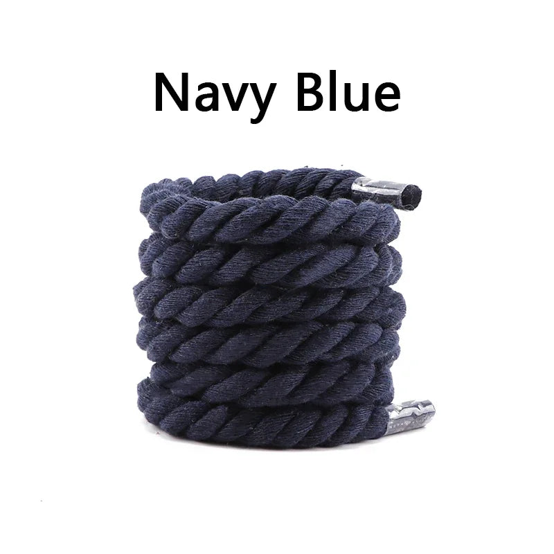 Quality Round Shoelaces Colorful 1CM Thicker Cotton Shoe Laces For Sneakers Fashion Men And Women Shoestring Accessories