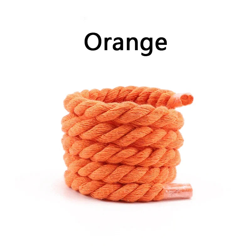Quality Round Shoelaces Colorful 1CM Thicker Cotton Shoe Laces For Sneakers Fashion Men And Women Shoestring Accessories