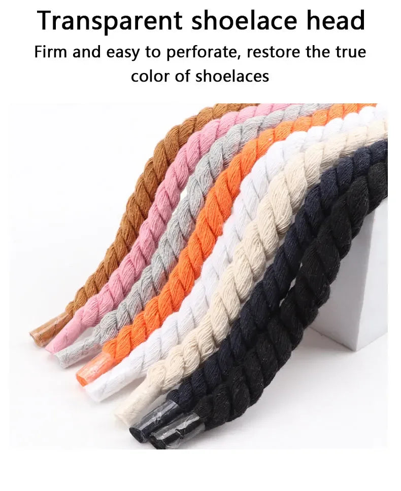 Quality Round Shoelaces Colorful 1CM Thicker Cotton Shoe Laces For Sneakers Fashion Men And Women Shoestring Accessories