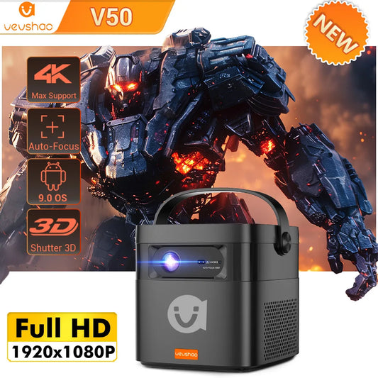 VEVSHAO V50 Portable Projector 4K 3D WiFi Full HD1080P