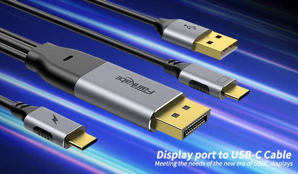 Fairikabe Displayport To USB C Cable 6.6ft 4K 60Hz DP Source to USB-C Touchable Portable Monitor For Huawei VR Glass Nreal Air
