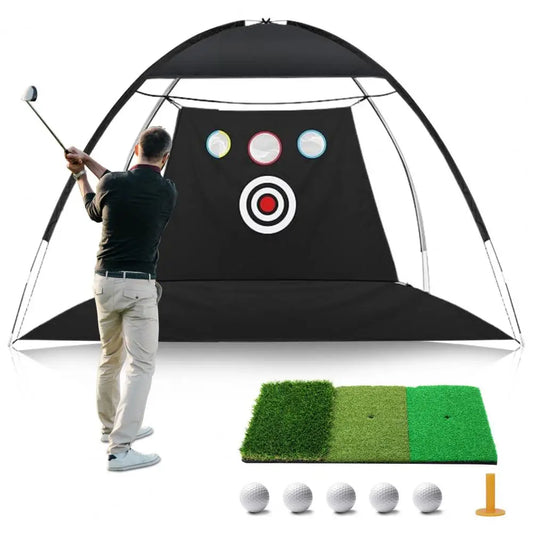 Cheap Golf Practice Net for Backyard Driving, Indoor Golf Training Chipping Aid Net with Turf, Tee, White Balls
